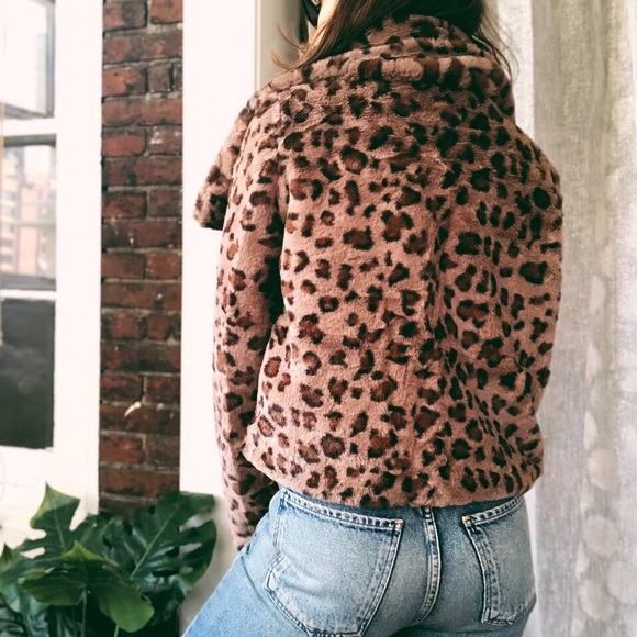 🆕Etta Brown Leopard Print Vegan Faux Fur Jacket - Picture 4 of 8